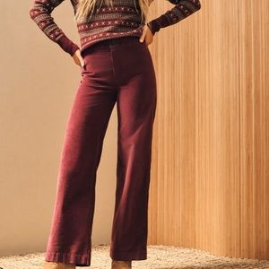 FAHERTY Wide Leg Stretch Cord, Color: Maroon Banner, Size 27, New With Tags